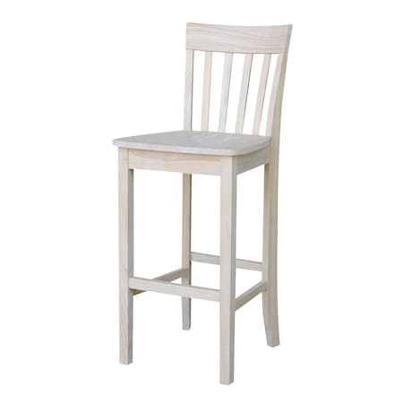 International Concepts Slatback Bar Height Stool, 30" Seat Height, Unfinished S-3013